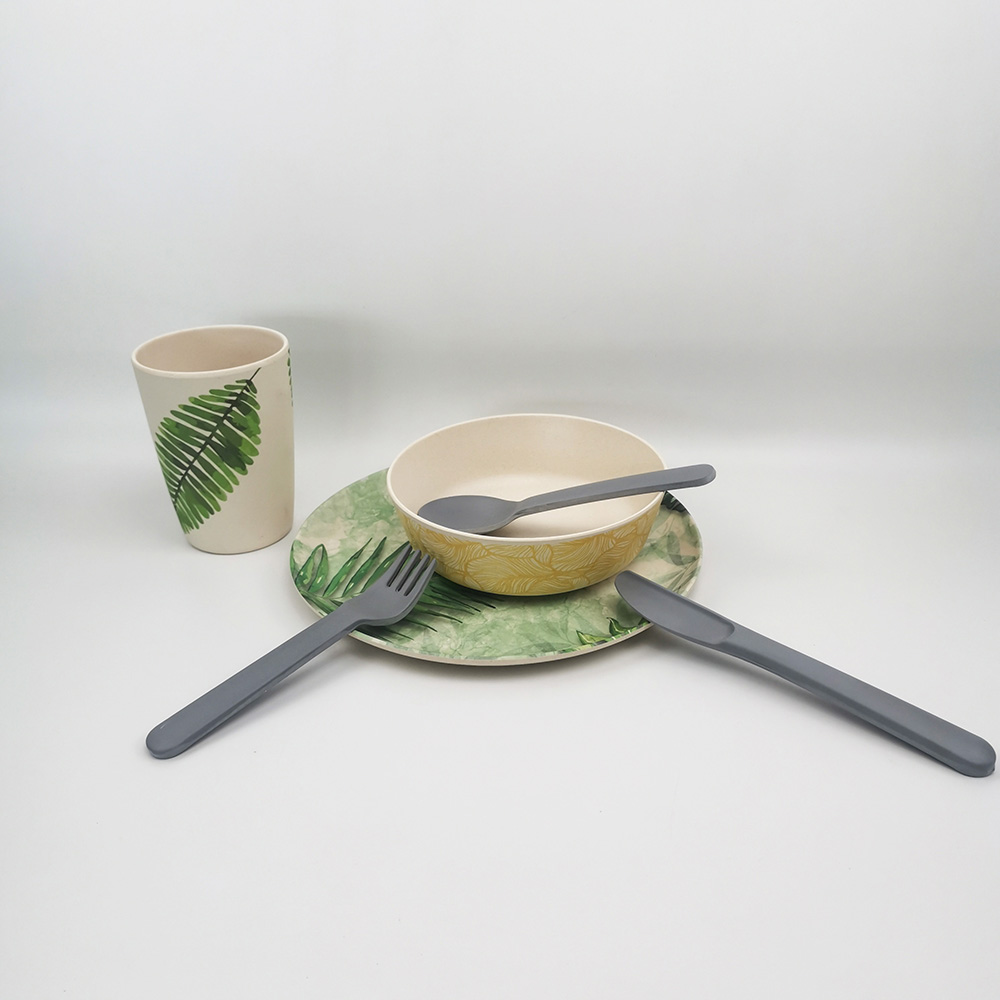 Conjunto de talheres de cozinha ecologicamente correto - garfos colheres facas utensílios