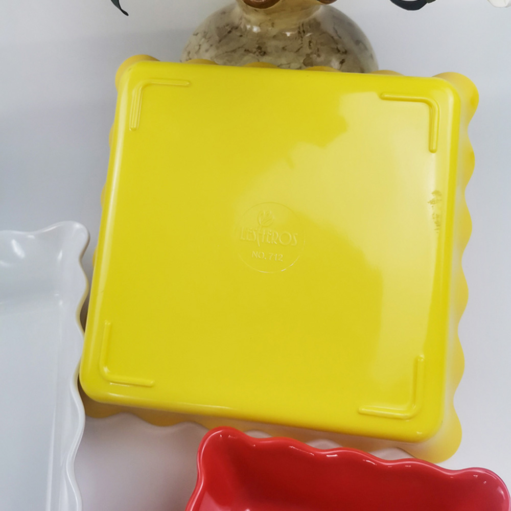 Tigela de salada de frutas ondulada quadrada de cozinha de design exclusivo
