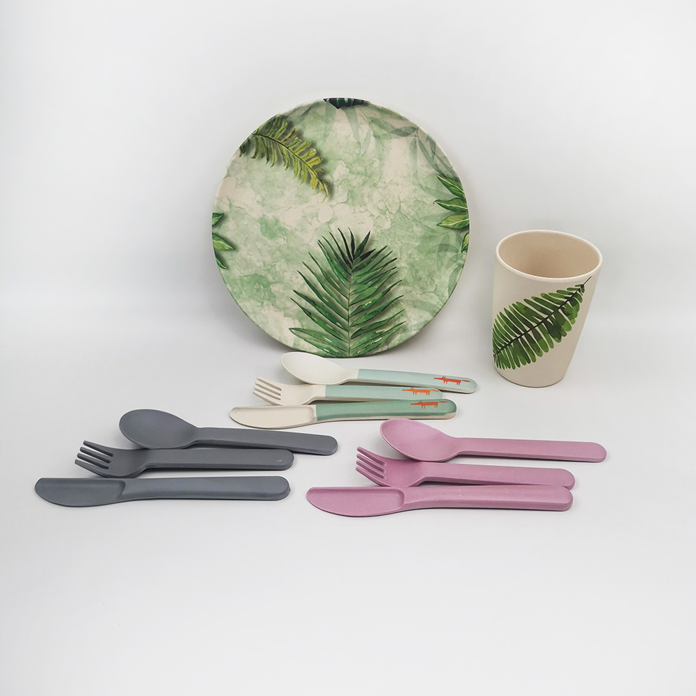 Conjunto de talheres de cozinha ecologicamente correto - garfos colheres facas utensílios