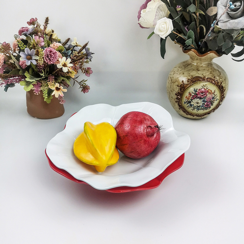 Tigela de frutas de salada de comida ocidental de folha de lótus criativa ecologicamente correta