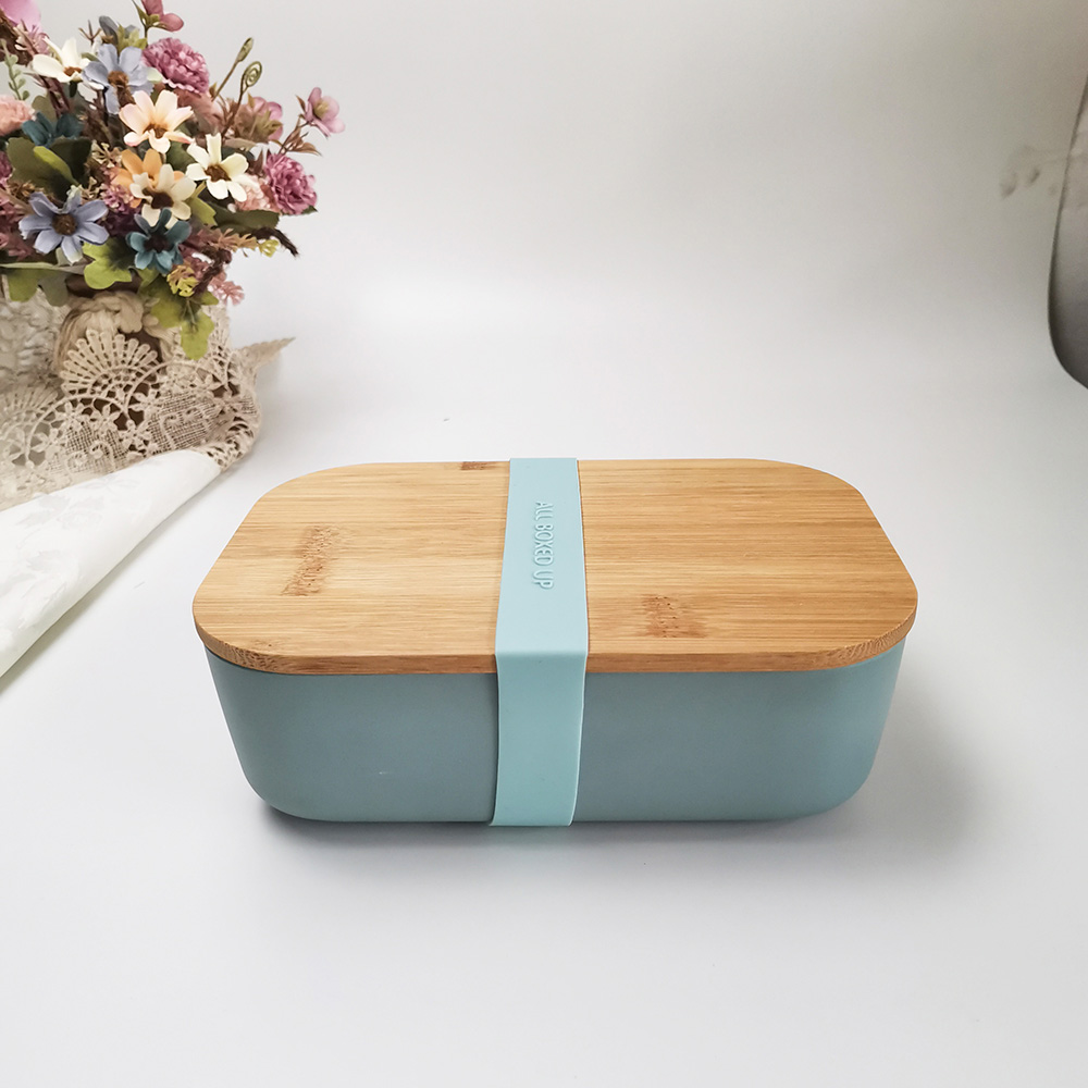 Recipiente de almoço composto de fibra de bambu ecologicamente correto com divisória removível tampa de bambu natural