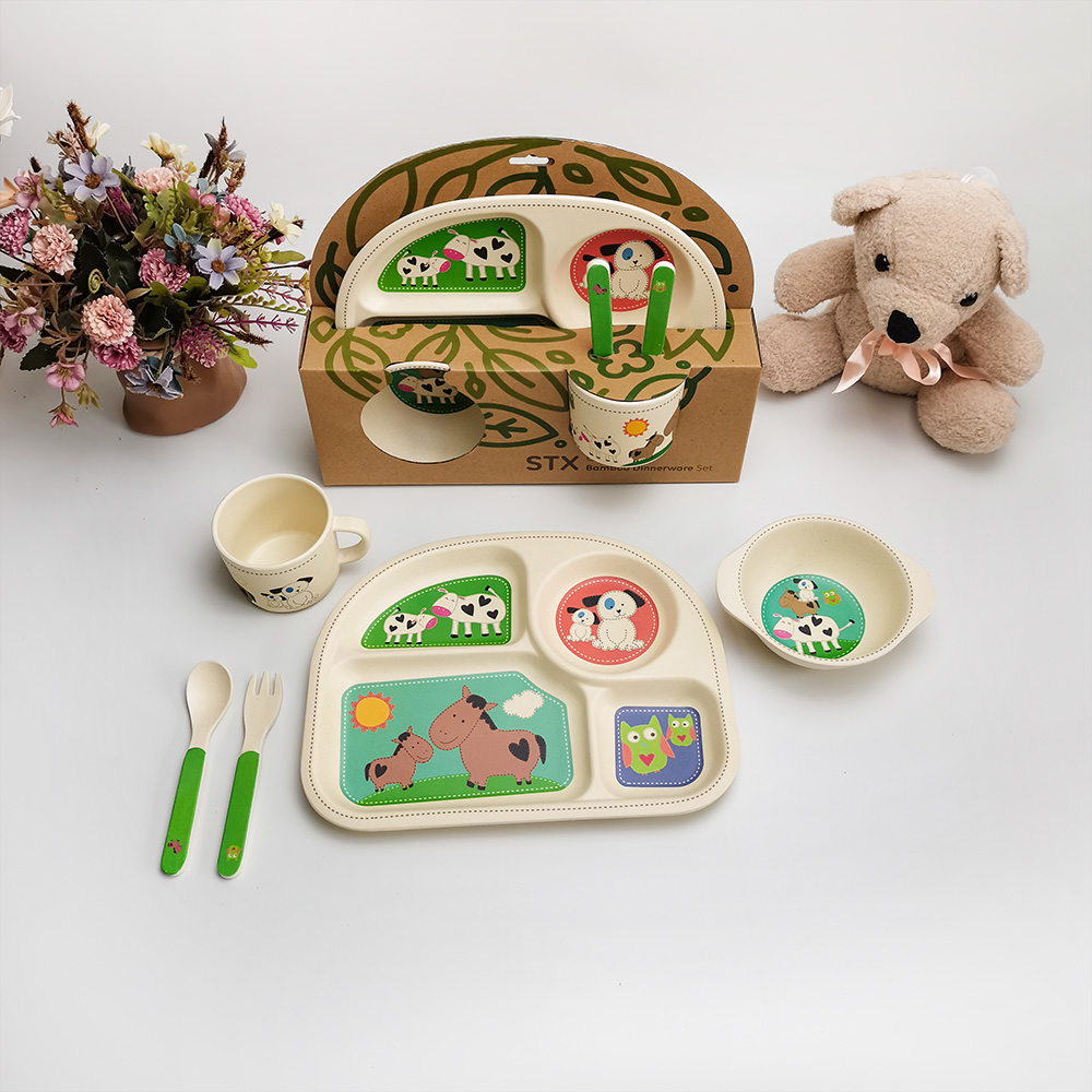 Animais de desenho animado 4 treliça de melamina para cozinha conjunto de mesa infantil talheres para presente